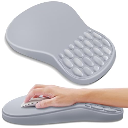 YIWEI Ergonomic Mouse Pad with Wrist Rest for Carpal Tunnel Pain Relief - color: Light Gray