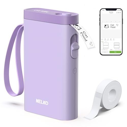 Nelko P21 Label Maker Machine with Tape, Bluetooth Label Printer, Purple - color: Purple