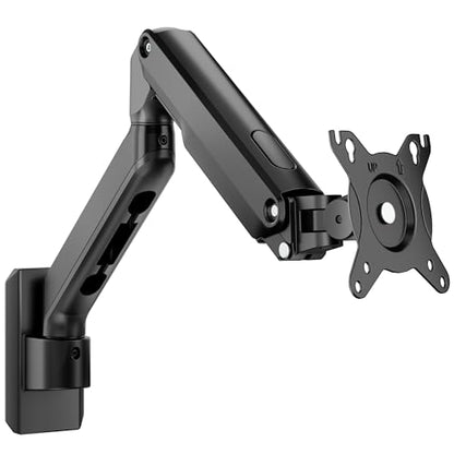 monTEK Single Monitor Wall Mount, Wobble-Free Spring, 17–32" Full Motion | Zero Clearance Wall Mount Retracts To 3.8" From Wall, Wobble-Free Mechanical Spring, Fits Wood, Brick & Concrete Walls - size: Single Arm