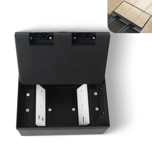 Recessed Flat Hidden Socket Kit with 4 * 15A Receptacle，2.4A 1 USB-A Ports &1 USB-C Port+2-Port RJ45 Datacom Receptacle. Corrosive Resistant Hardware,Black - color: Black, size: Hidden two-row ground insert (1.5A USB)