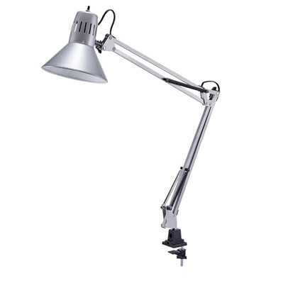 Bostitch Office VLF100-SLV Swing Arm Desk Lamp with Clamp Mount, 36" Reach with Multi-Joint Adjustment, Includes Replaceable LED Bulb (VLF), Silver - size: Clamp 36" Reach, style: Clamp, Silver