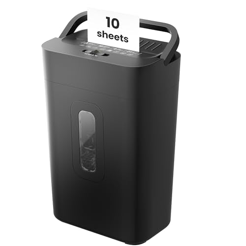 Locksworth 10-Sheet Cross Cut Paper Shredder, 5.55 Gallon Heavy Duty Shredder for Home Office, P-4 High Security Shredders for Paper/Credit Card/Mail/Staples/Clips, Portable Handle Design - size: 10-sheet