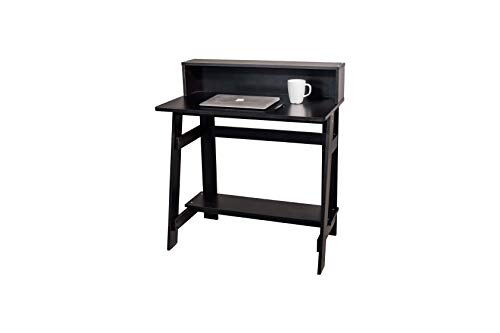 OneSpace Lennox Hutch Computer Desk, Small Desk for Home Office, Compact Writing Desk, Black