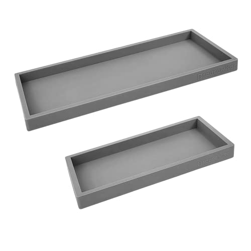 Spacewiser Countertop and Vanity Tray - 2 PC (11” and 7”) Shatterproof Silicone Kitchen and Bathroom Trays for Counter, Kitchen Soap Dispenser Tray, Vanity Trays for Bathroom, Perfume Key Tray - color: Modern Gray, size: Set‐ 1 Small + 1 Large