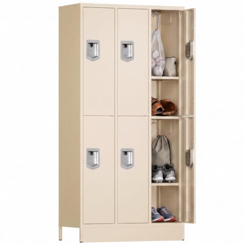 BUTISOW 72" 6 Door 16-Gauge Steel Employee Lockers, Lockable for Gym | Padlock Compatible, 6 Door, 12 Hanging Hooks, Ventilated, Adjustable Shelf, Powder Coated, Rust Resistant, 72 Inch Height - color: Beige, size: 6 Door - (72"H x 35.4"W x 15.75"D)