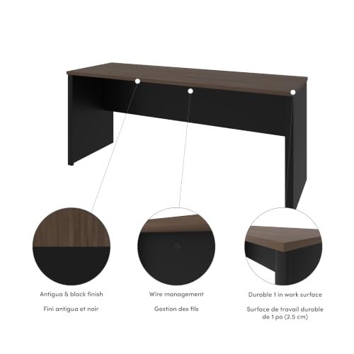 Bestar Connexion 72W Narrow Desk Shell in Antigua & Black - color: Antigua & Black