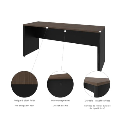 Bestar Connexion 72W Narrow Desk Shell in Antigua & Black - color: Antigua & Black