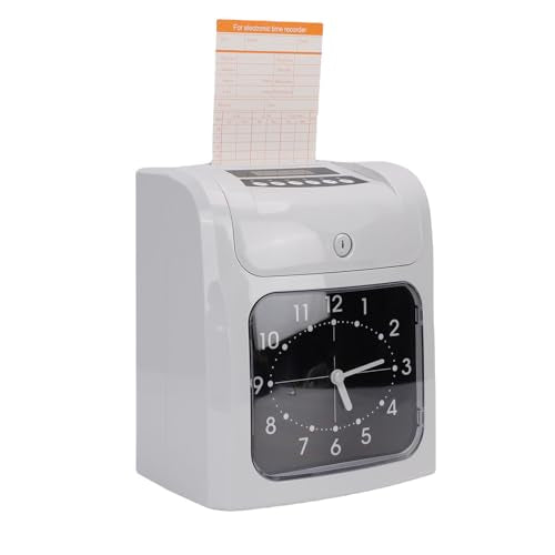 AUNMAS Electronic Time Clock, Employee Attendance Machine with Password Protection and 101 Attendance Cards, for Small Business Punch Time Recording (US Plug)