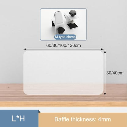 Portable Acrylic Desk Dividers for Office PrivacyAcoustic Partitions Frosted Privacy Screens Workstations Effective Noise Reduction Stylish Workspace Solutions - size: 100x30cm/39x12in