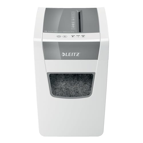 Leitz IQ Paper Shredder, Cross Cut, 10 Sheet, 6 Gallon Bin, P4 Security, Slim, Anti-Jam, Home Office (170004) - style: IQ Slim (10 Sheets)