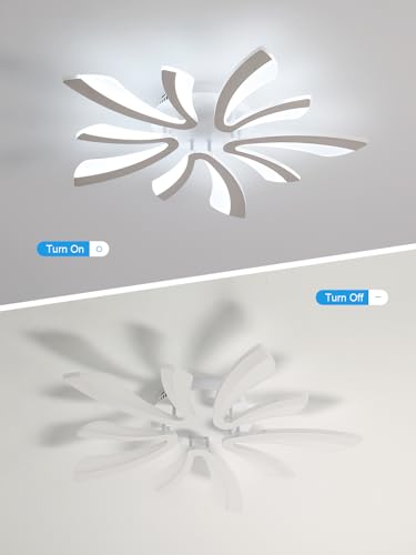 Goeco Modern Ceiling Light, 27.5'' LED White Acrylic V-Shaped Flush Mount Ceiling Lights, 6500K Ceiling Light Fixture for Living Room, Dining Room, Bedroom, Kitchen - color: White V Shaped-6500K
