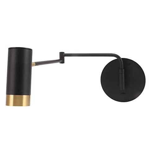 Swing Arm Wall Lamp Adjustable Modern Minimalist Reading Light for Bedroom Living Room Black 14x6x28cm