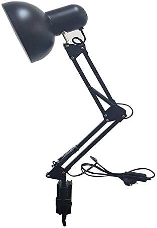 Adjustable Clamp Desk Lamp 24" Height, Swing Arm Architect Metal Table Lamp, Gooseneck and 360° Rotating Shade, E26 Base (Bulb NOT Included) Black Clip-On Light for Office, Study, Reading, Crafting