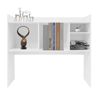Desktop Bookshelf, 36" Desktop Organizer Shelf Oak Desk Hutch for Computer Desk 2 Tier Desk Shelf Multifunctional Freestanding Storage Rack Display Shelf for Home Office