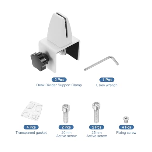 PATIKIL 1.8x1.3x2.1" Desk Divider Support Clamp 2Pcs Aluminum Matte White - color: Matte White