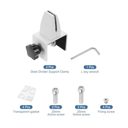PATIKIL 1.8x1.3x2.1" Desk Divider Support Clamp 2Pcs Aluminum Matte White - color: Matte White