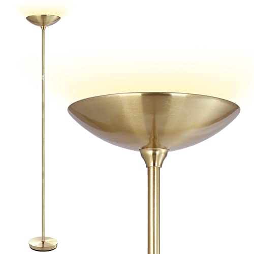 BoostArea Floor Lamp,Torchiere Standing Lamp,22W 2200LM LED Tall Floor Lamp,Stepless Dimmable,Touch Control,50000hrs Lifespan,Pale Floor Lamps for Living Room,Standing Lamps for Bedroom,Gold - color: Gold, size: 70.5 Inch