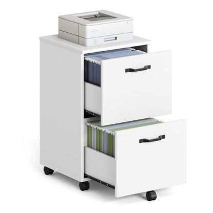 VASAGLE 2-Drawer File Cabinet, Small Rolling Filing Cabinet - color: Snow White, style: Classic