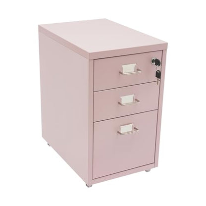 CNCEST 2-Drawer Vertical Metal File Cabinet Pink Lockable Rolling Casters | Steel Body with Smooth Extension Slides Compact Unit Fits Under Desks in Home Offices Quick Assembly Space-Saving Design - color: Pink