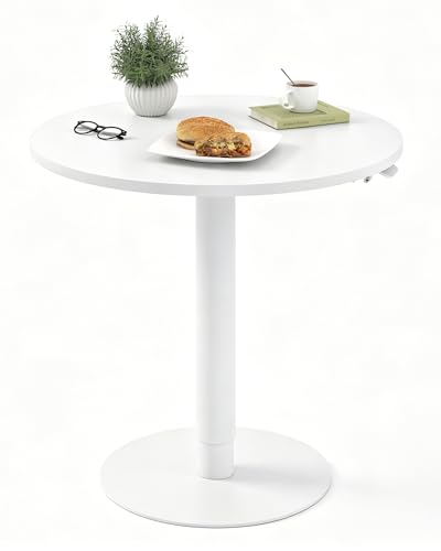 FLEXISPOT 24" Adjustable Height Round Dining Bar Table, Gas Spring Lift - color: White, size: 24‘’