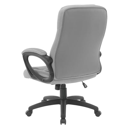 Office Star FL Series Executive Seating Faux Leather Manager's Adjustable Office Chair with Padded Arms, Charcoal Grey with Grey Mesh Accents - color: Charcoal Grey