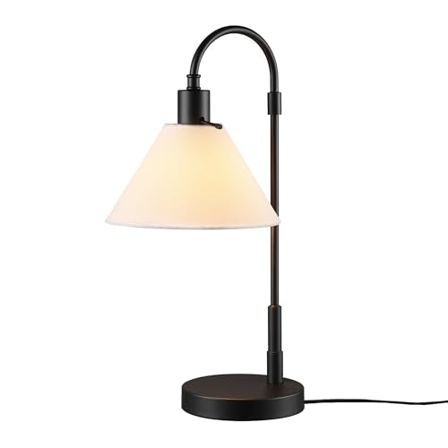 Globe Electric 20" Table Lamp, Matte Black, White Fabric Shade, Rotary Switch on Socket, 5-Foot Black Cord, Bedroom, Home Décor, Nightstand - color: Matte Black, White Shade