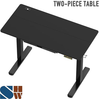 SHW 48-Inch Electric Height Adjustable Standing Desk w/Drawer, Black - color: Black, size: 48-Inch