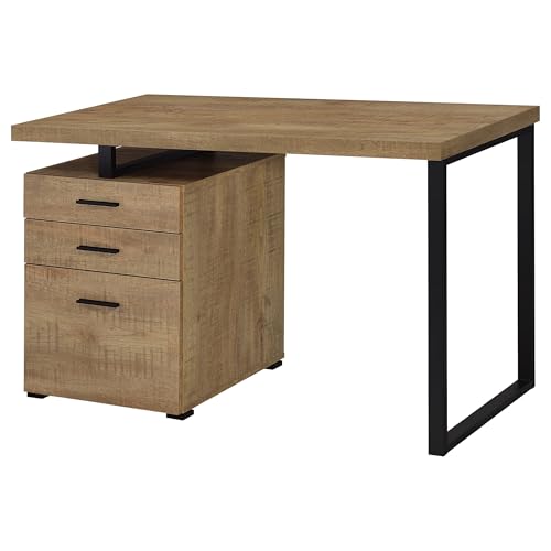 Coaster Brennan 47-Inch Rectangular 3-Drawer Desk with Storage Mango 800787 - color: Mango/Black