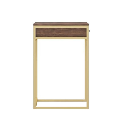 Martha Stewart Ollie Home Office Desk with 3 Drawers in Walnut Wood Grain with Polished Brass Hardware - color: Walnut Top/Polished Brass Frame