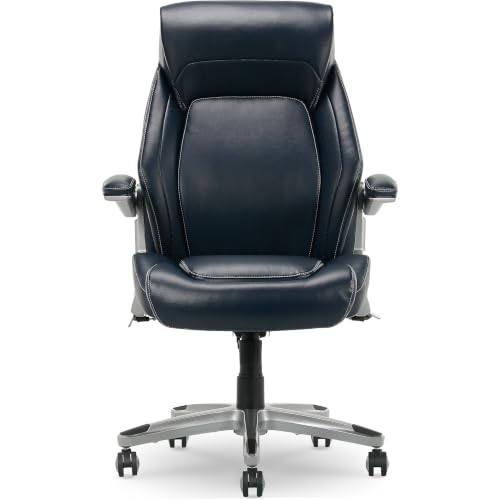 La-Z-Boy Meyer Ergonomic Bonded Leather Swivel Executive Chair, Navy