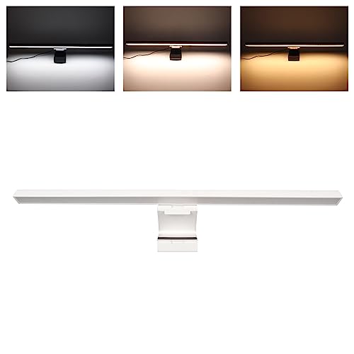 Monitor Light Bar Desk Light Bar 3 Switchable Light Modes Stepless Dimmable Touch Control Computer Screen Light Bar for Office Home White (White) - color: White