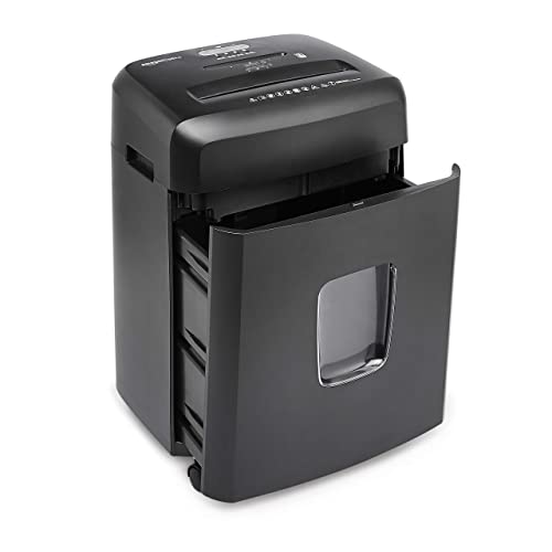Amazon Basics 15-Sheet Cross Cut Paper Shredder for Home and Office, CD/Credit Card Shredder with 6 Gallon Wastebasket, Black - color: Black, size: 15 Sheet