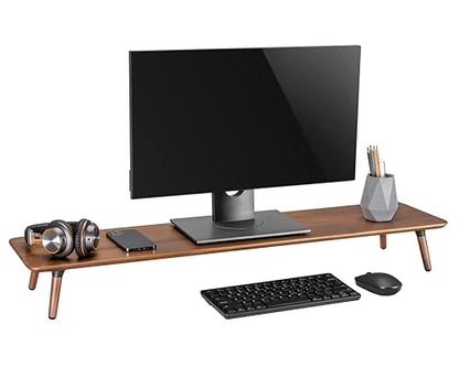 Desk Shelf for Top of Desk (Mahogany) Mid Century Modern Monitor Stand (39.37 × 9.45 × 4.72 inches) - color: Mahogany