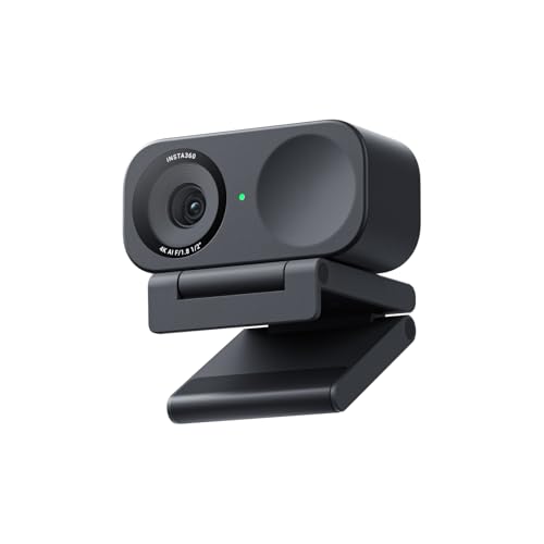 Insta360 Link 2C - 4K Webcam for PC/Mac, 1/2" Sensor, Auto Framing, HDR, AI Noise-Canceling Mic, Gesture Control for Streaming, Video Calls, Gaming, Works with Zoom, Teams, Twitch & More - color: Graphite Black, style: Standard Bundle