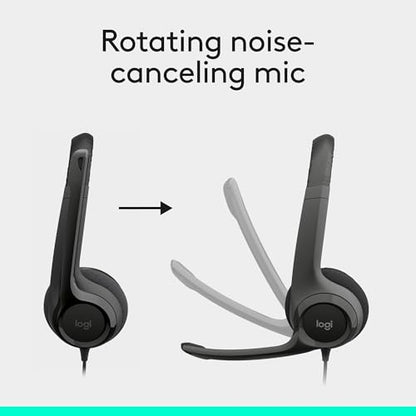 Logitech H390 Wired Headset PC/Laptop Stereo Headphones, USB-A, Black - style: USB-A