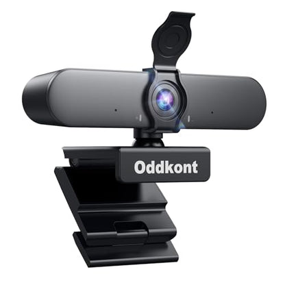 Full HD 1080P Webcam with Microphone, Auto-Light Balance, Privacy Cover