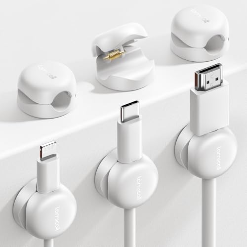 Lamicall 6 Pack Cable Management Clips, 1s Lock Spring Compact Cord Holder - color: White, size: 6Pack