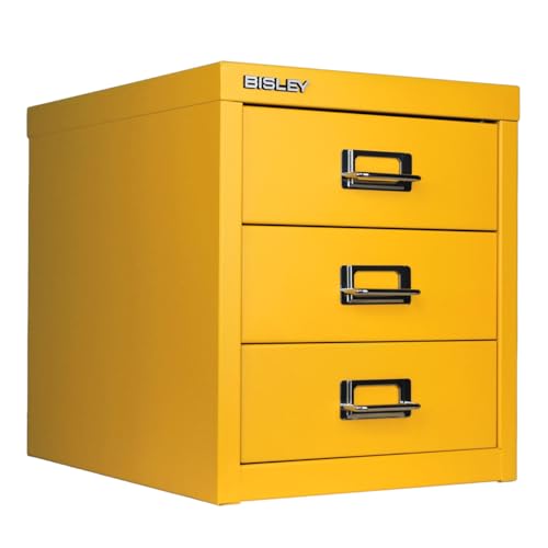 Bisley 3-Drawer Steel MultiDrawer Cabinet - Golden Sunflower Yellow - color: Golden Sunflower Yellow, size: 3 Drawer