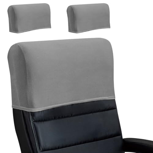 Stretch Office Chair Headrest Cover, Milk Silk Headrest Protector for Office Chairs, Head Rest Covers for High Back Computer Chairs, Furniture, Recliner Chair, 2 Pack, Light Gray - color: Milk Silk, Light Gray, size: 2 Pack