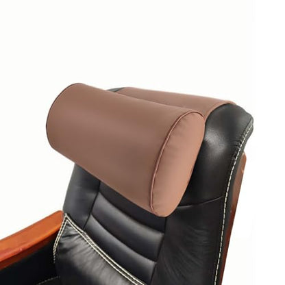YOUFI Leather Recliner Headrest Pillow with Self-Stabilizing Weighted Base | No-adhesive Design Adjustable Filling for Head Support, Soft Large Neck Pillow for Recliner, Couch, Sofa, Chairs, Brown - color: Brown