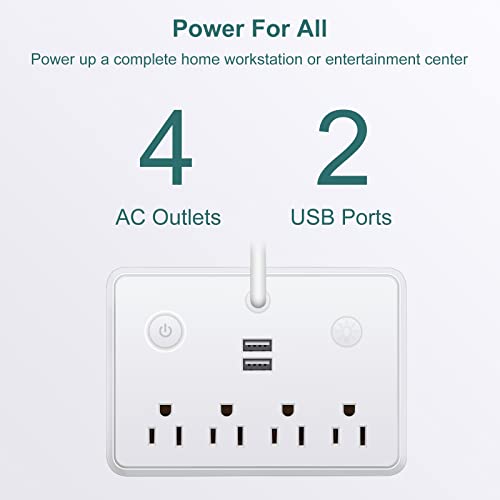 LED Desk Lamp, Power Outlet with Dimming Night Light Desk Light,Table Lamps 3 Lighting Modes Desktop Charging Extension Lead 4 AC Power Outlet and 2 USB Charging Ports for Travel Home Office