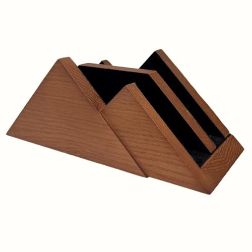 Dual Laptop Holder Vertical Stand 2 Slots Wooden - Light Brown (Oak Color) - Vertical Holder for Desk, MacBook Pro & Air, Desktop Organizer Made of Natural Wood, Adjustable Stand for Notebooks - color: Light Brown