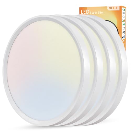 4PK 15.8 Inch Led Ceiling Light Flush Mount, 32W, 3480LM, 3000K/4000K/6000K CCT Selectable Super Slim LED Ceiling Light, Low Profile Round Flat Panel Fixture for Hallway, Bedroom,Kitchen - color: White