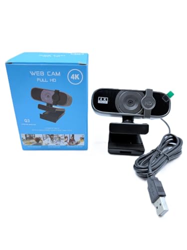 4K Ultra HD Webcam, Auto Focus, Black, USB 2.0, 95-Degree Wide Angle, Digital Image Stabilization, Video Conferencing Camera for Desktop Computer
