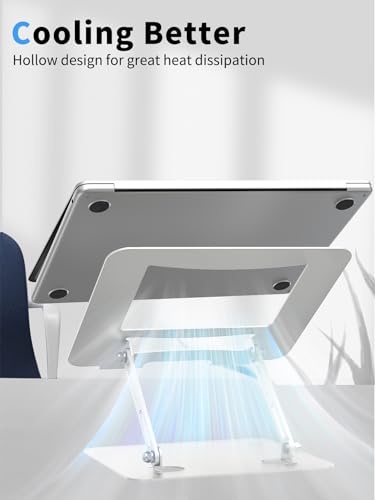 SOUNDANCE Laptop Stand for Desk with Stable Heavy Base, Adjustable Height Multi-Angle, Ergonomic Metal Riser Holder, Foldable Mount Elevator, Compatible with 10 to 15.6 Inches PC Computer, Silver - color: B-Sliver