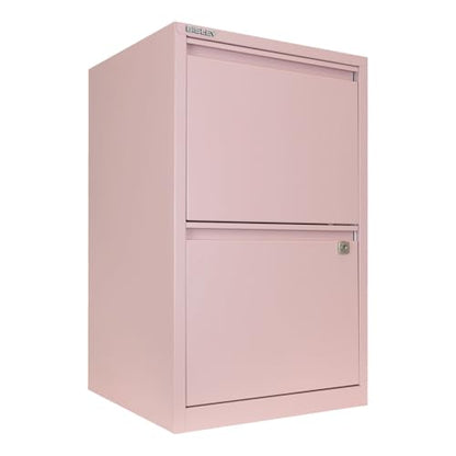 Bisley 2-Drawer Flush Front Vertical File Cabinet - Palest Pink - color: Palest Pink, size: 2 Drawer