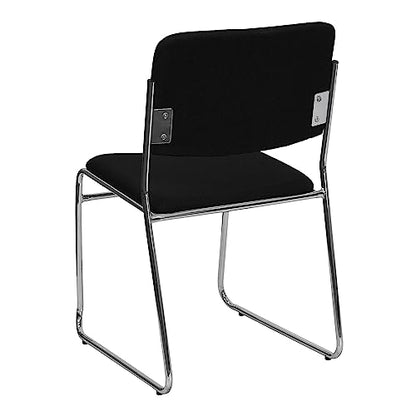 Flash Furniture Hercules Fabric Stackable Chair, Black, 5-Pack | Chrome Sled Base, Fabric Upholstery, 500 LBS. Weight Capacity - color: Black Fabric/Chrome Frame, size: Set of 5