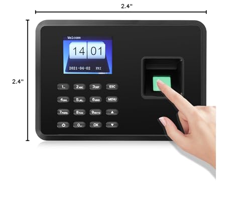 Sonew Attendance Machine, 2.4in Attendance Machine Fingerprint Biometric TFT Colou, Time Clock for Employees Small Business(US-Black)