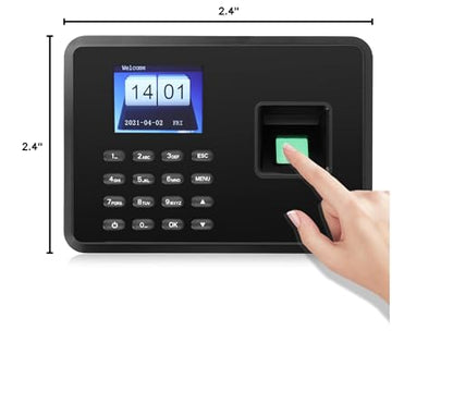 Sonew Attendance Machine, 2.4in Attendance Machine Fingerprint Biometric TFT Colou, Time Clock for Employees Small Business(US-Black)