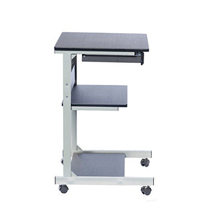 Techni Mobili Rolling Laptop Cart w/ Storage & Printer Shelf,Graphite Black | Rolling laptop cart with storage shelf, printer platform, locking wheels, portable workstation, laptop stand, or mobile desk